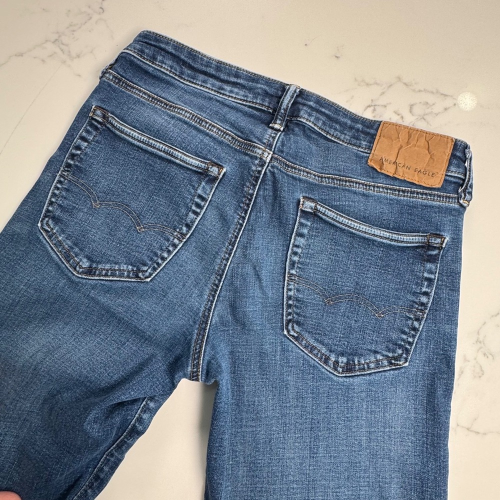 American Eagle Mens Y2K Slim Fit Jeans Blue Wash AirFlex Denim 30x30